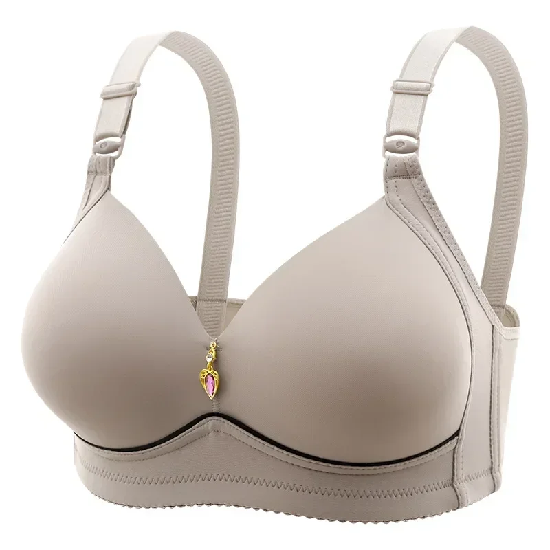 Soutien-gorge pour maman, sans anneau en acier, respirant, froncé, sous-vêtements pour dames, bonnet fin Non magnétique, brillant, obèse