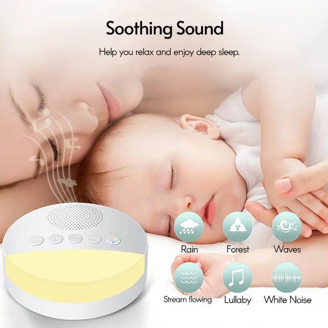 Machine de sommeil à bruit blanc intégré 6 sons apaisants doux souffle lumière 15/30/60 minutage intelligent pour les personnes de tous âges – Image 4