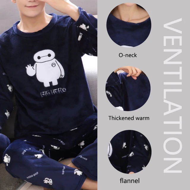 2pcs/Set Fall And Winter Coral Fleece Couple Pajamas Women's Thickened Padded Warm Facecloth Men's Home Wear Clothes top + pants – Image 2