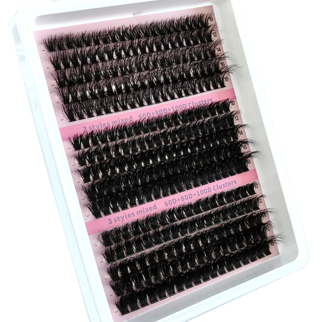 15 rangées bricolage 5D grappes de cils moelleuses 60D/80D/100D grappes de cils épais cils individuels vaporeux 10-20mm Extension de cils en grappe – Image 4