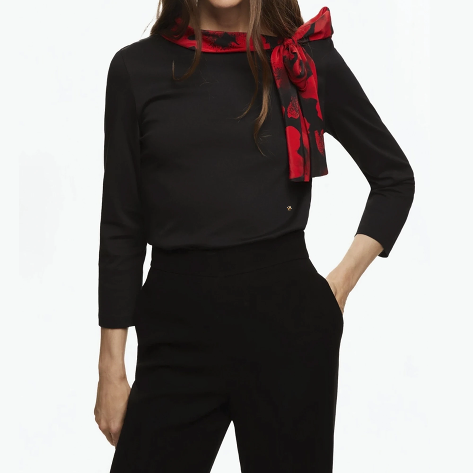 CHCH femmes T-Shirt à manches longues printemps automne couleur unie mince mode pull femmes vêtements de base bureau dame décontracté hauts