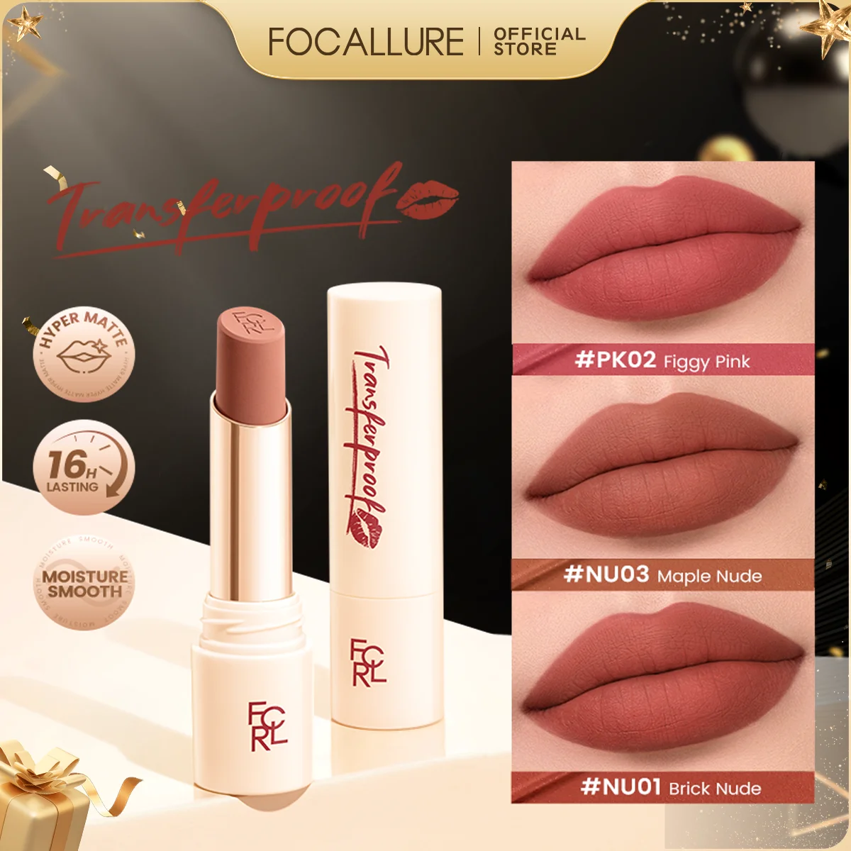 FOCALLURE – rouge à lèvres mat léger, baume à lèvres imperméable et résistant aux transfert, teintes hydratantes hautement pigmentées, maquillage, cosmétiques