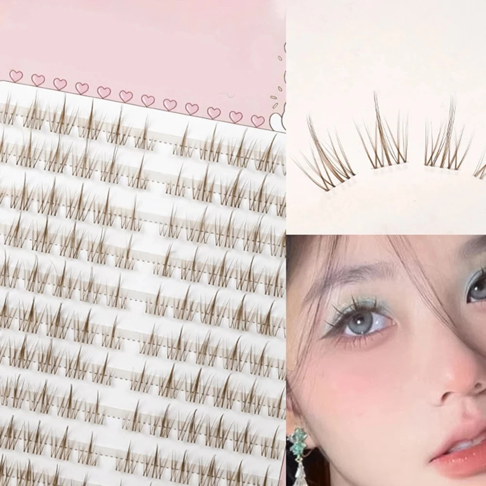 Faux-cils tournesol marron, noirs, Manga naturels, Anime, Extension de cils de grande capacité, maquillage chinois