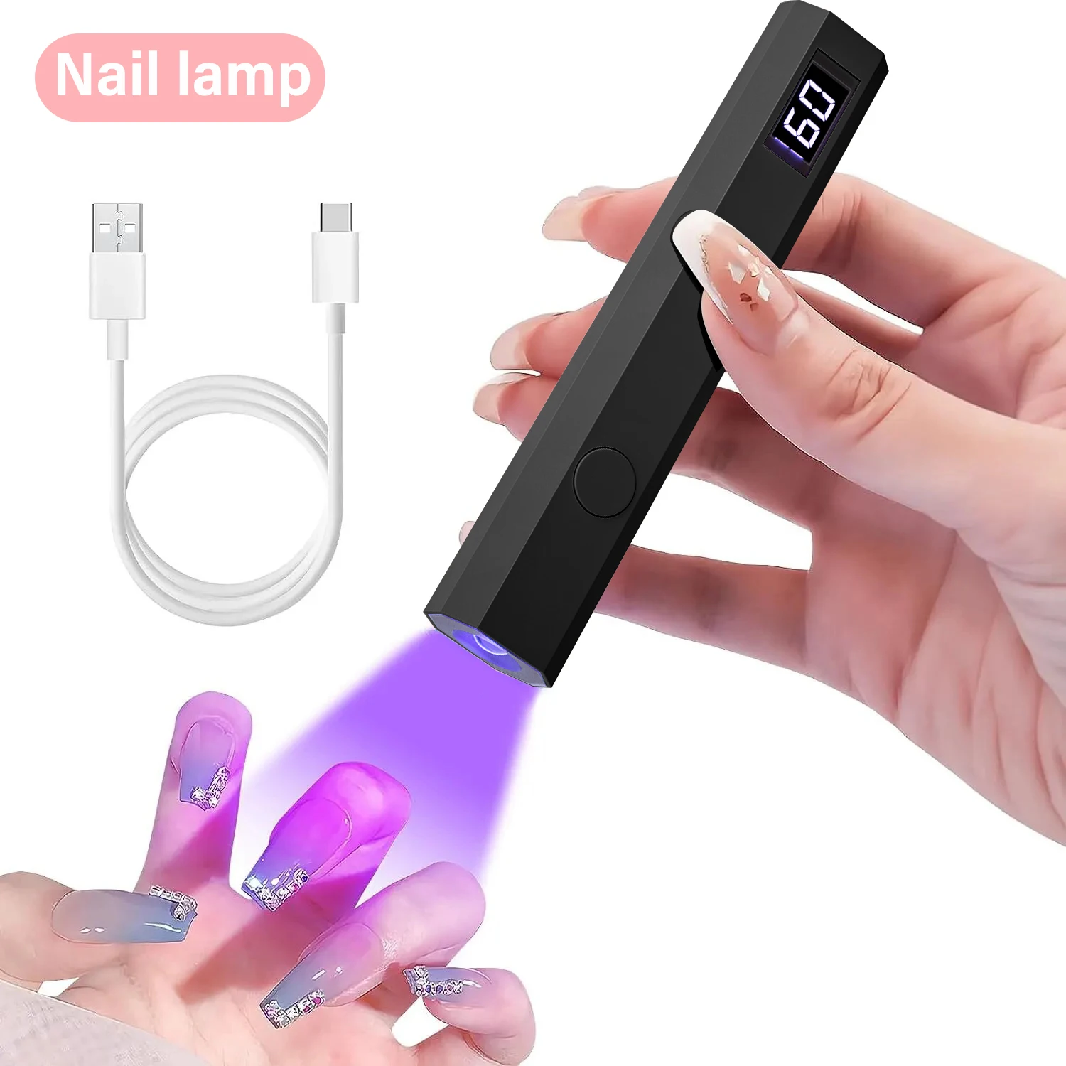 YIKOOLIN Mini lampe à ongles avec affichage LED Mini lumière UV Portable pour ongles en Gel avec 2 minuteries charge rapide petite lumière UV
