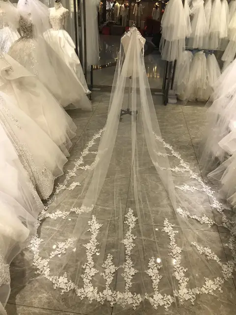 Kisswhite-Longue Dentelle Imprimée Personnalisée, une Couche, 3x4 Mètres, pour Mariée Élégante – Image 4