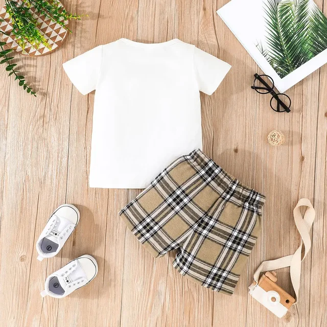 PatPat-Ensemble T-shirt à Manches Courtes et Short à Carreaux pour Bébé Garçon, 95% Coton, Doux et Confortable, Adapté à la Saison d'Été, 2 Pièces – Image 3