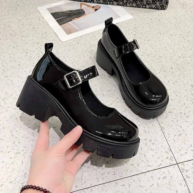 Chaussures à plateforme pour femmes, escarpins Vintage de Style japonais pour étudiantes