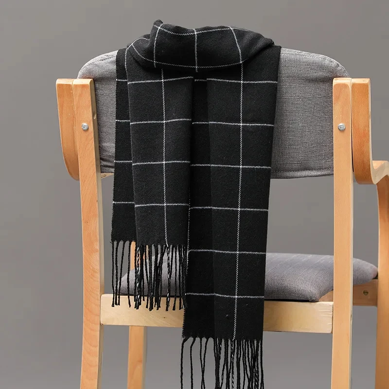 Écharpe en cachemire pour hommes, garde au chaud, décontractée, marque de styliste, Pashmina, pompon, châle d'affaires, nouvelle collection hiver 2023