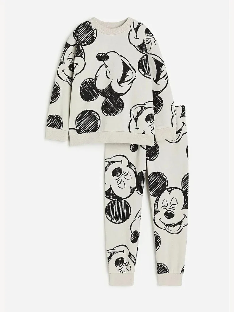 Garçons mode sweats décontracté ample à manches longues tenues nouveau Mickey Mouse imprimé hauts tenues enfant en bas âge sweat à capuche ample + pantalon