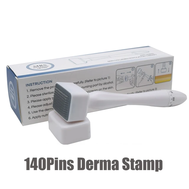 1/10 pièces Derma rouleau timbre 140 aiguille réglable Microneedle Derma rouleau Microneedling thérapie croissance des cheveux Derma rouleau système de roulement – Image 2