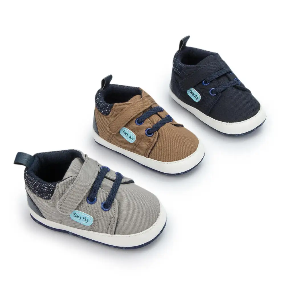 Nouveau-né classique bébé couleur unie toile chaussures chaussures décontractées anti-dérapant doux coton semelles bébé baskets premier jour enfant en bas âge chaussures