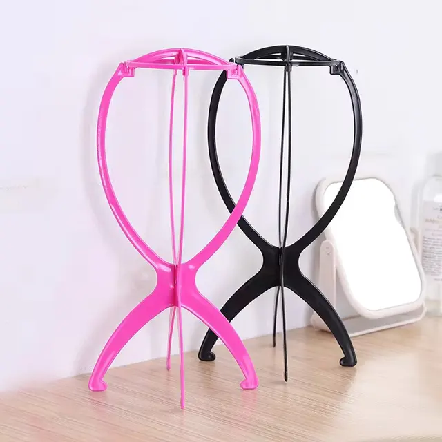 Support de perruque portable pliable, porte-perruque en plastique durable, supports d'extensions de cheveux courts de voyage, 1PC – Image 4