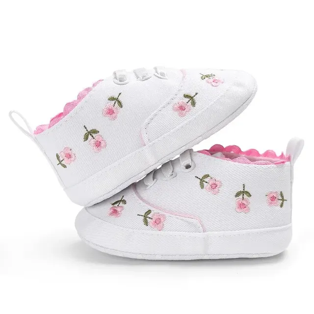 MRovior-Chaussures en toile pour bébé fille, souliers pour enfant, nouveau-né, semelle en coton, motif floral, décontracté, premiers pas, CPull – Image 3