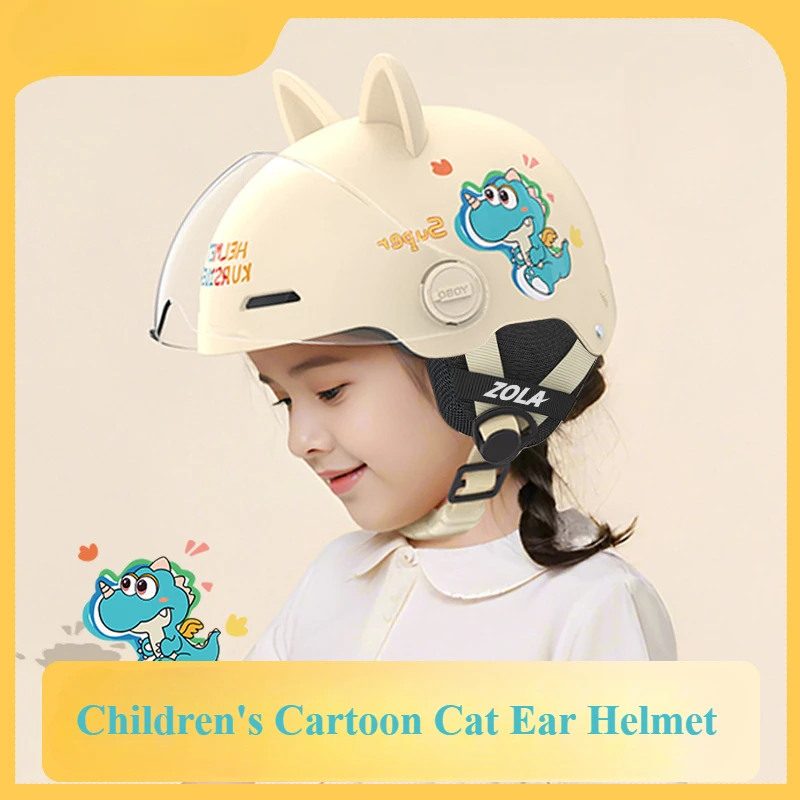 Casque d'oreille de chat avec visière de protection solaire, casque de sécurité pour enfant, scooter électrique, vélo, moto, équipement de protection