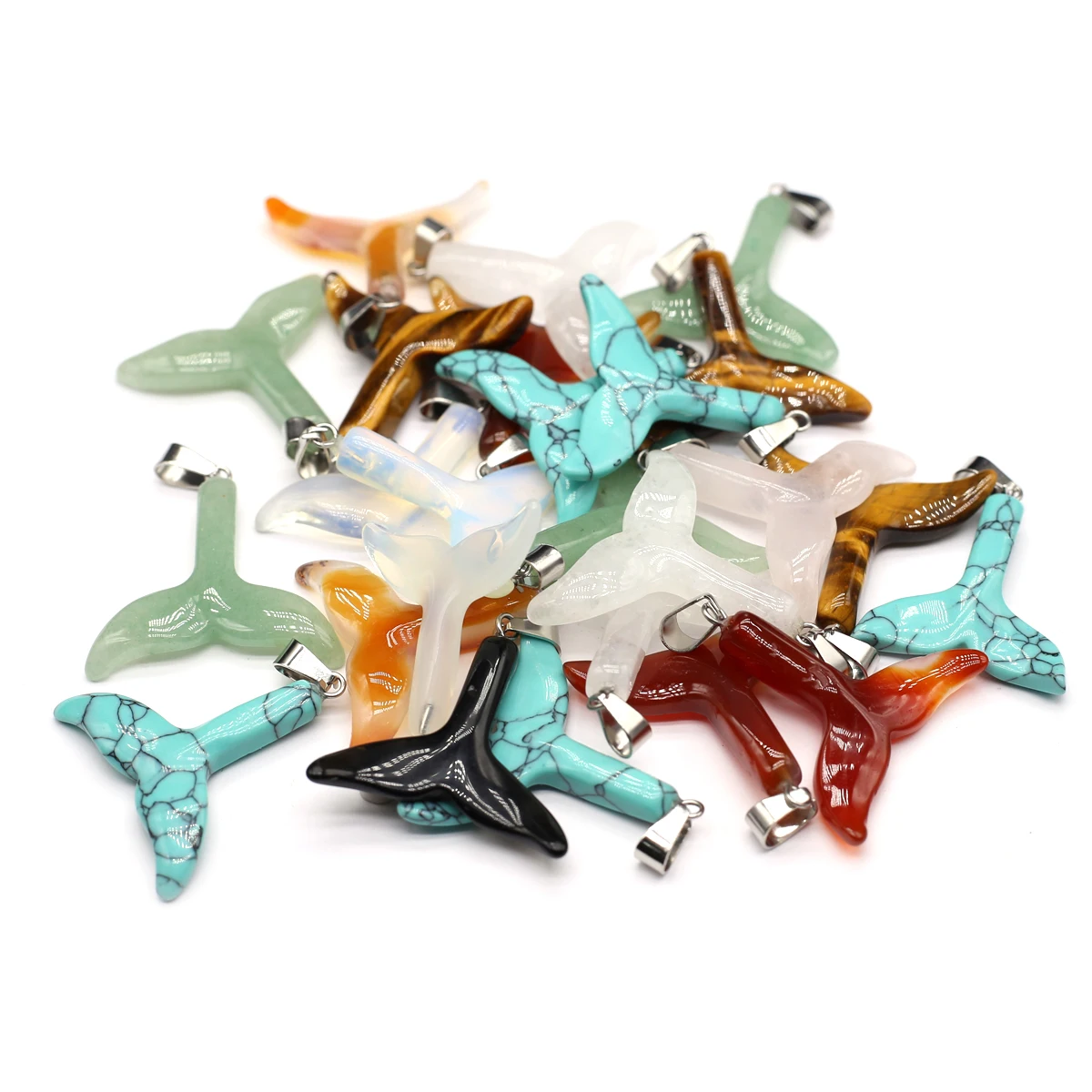 Pendentif queue de baleine en pierre naturelle, couleur aléatoire, envoyer un nouveau Style pour la fabrication de bijoux, collier DIY, cadeaux pour femmes
