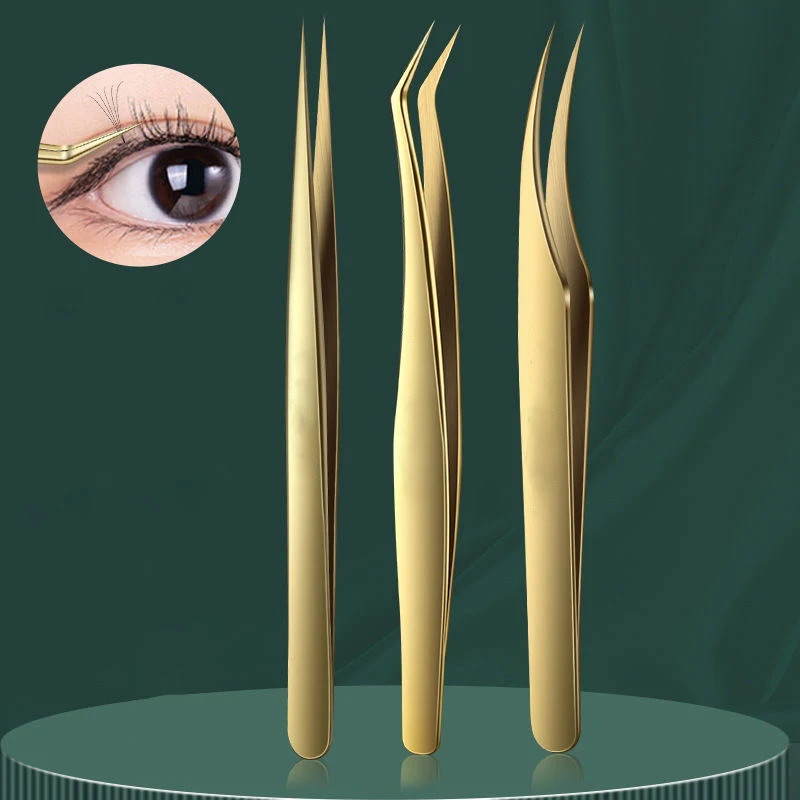 Pincettes antistatiques pour Extension de cils, 1 pièce, pincettes à sourcils droites et incurvées de précision industrielle, outils de maquillage