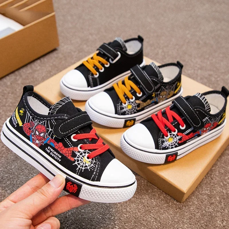 Disney chaussures en toile pour enfants Spiderman garçons baskets anti-dérapant étudiant chaussures enfants fond souple chaussures de plein air chaussures de Sport