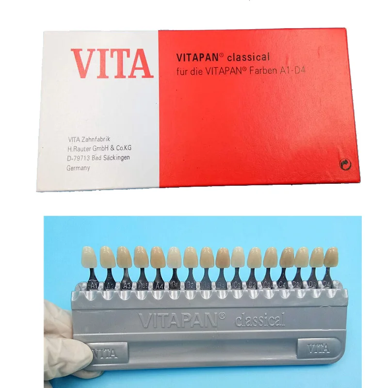 VITA 16 couleurs Guide d'ombre des dents équipement de dentisterie classique dents merlan porcelaine VITAPAN modèle de dent plaque colorimétrique