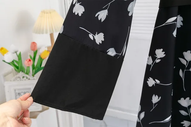 Abaya-Robe longue à manches longues avec ceinture, imprimé floral musulman, devant ouvert, vêtements pour femmes, kaftans, jilbabs – Image 6
