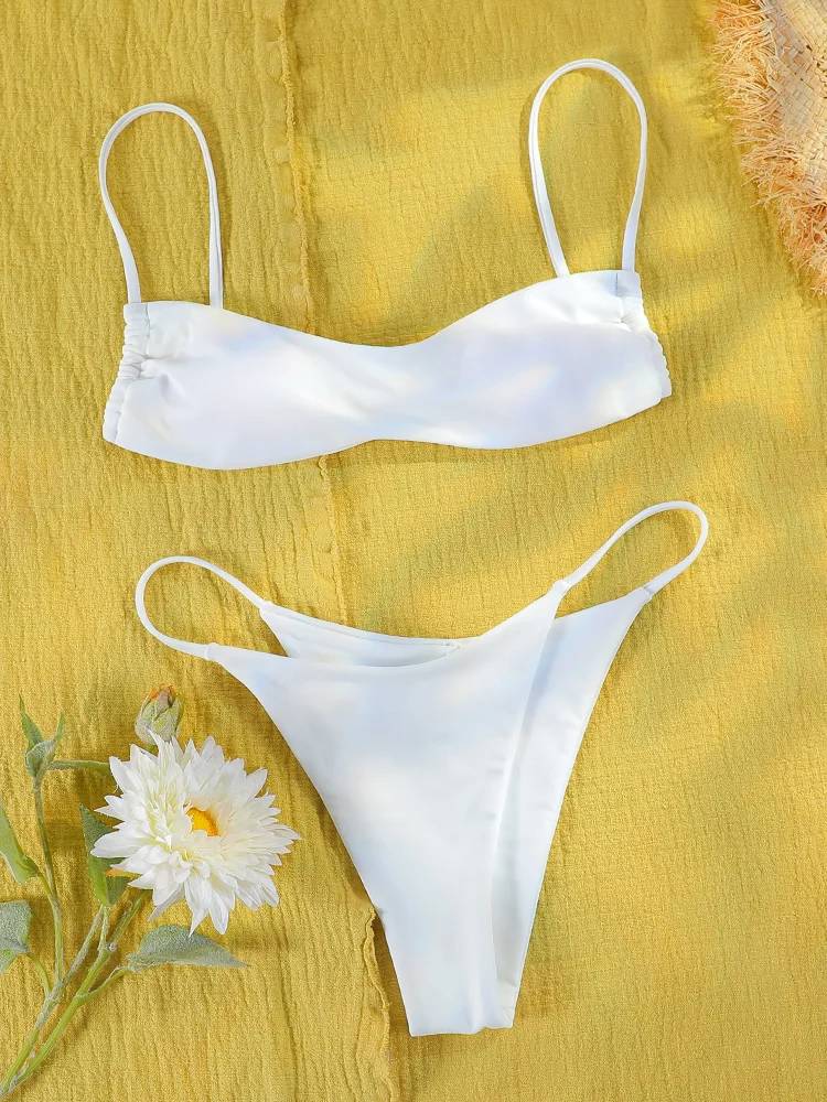 String Bikinis Push Up maillots de bain Sexy maillot de bain femmes deux pièces costumes Micro String couleur blanche maillots de bain vêtements de plage