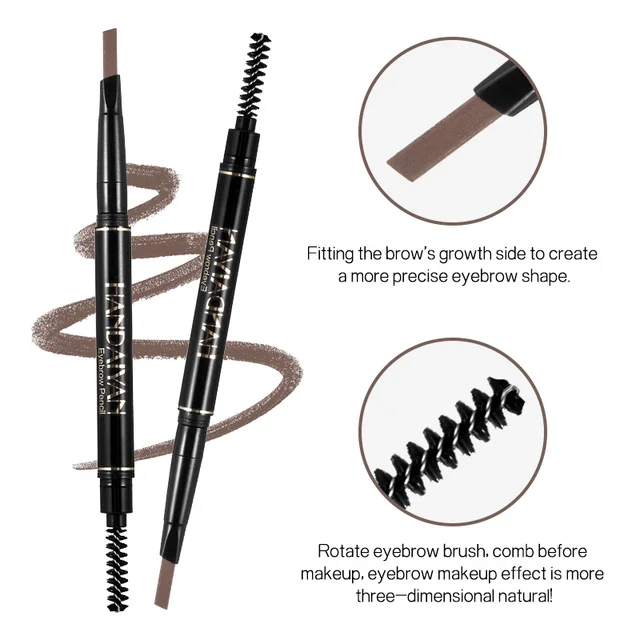 Crayon à sourcils imperméable brun foncé, crayon à sourcils premium avec brosse à bobine, tenue longue durée pour des sourcils parfaits – Image 2