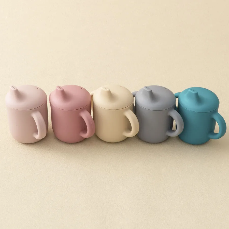 Mamaplan-Bouteille d'eau portable en silicone pour bébé, avec double poignée, étanche, article de qualité alimentaire