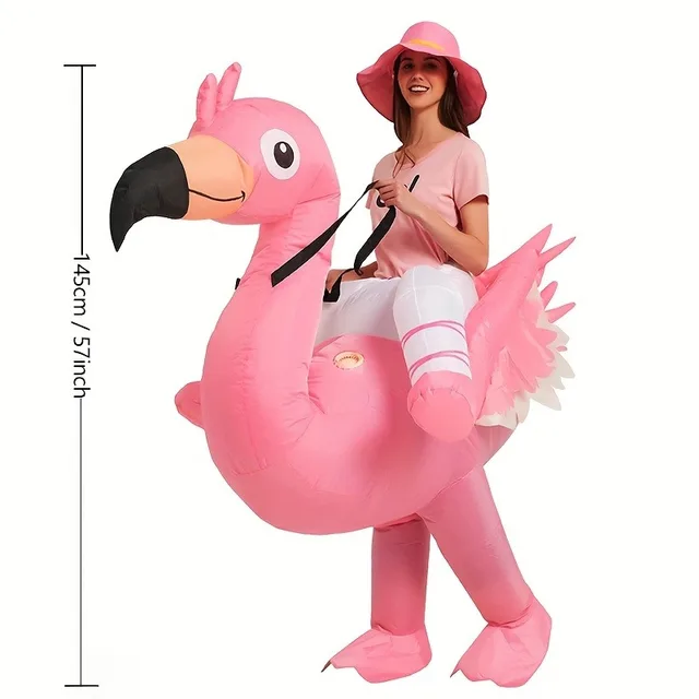Adult and Child Inflatable Flamingo Costumes, Riding on Fun Adult Halloween Party Costumes of Flamingos – Image 4