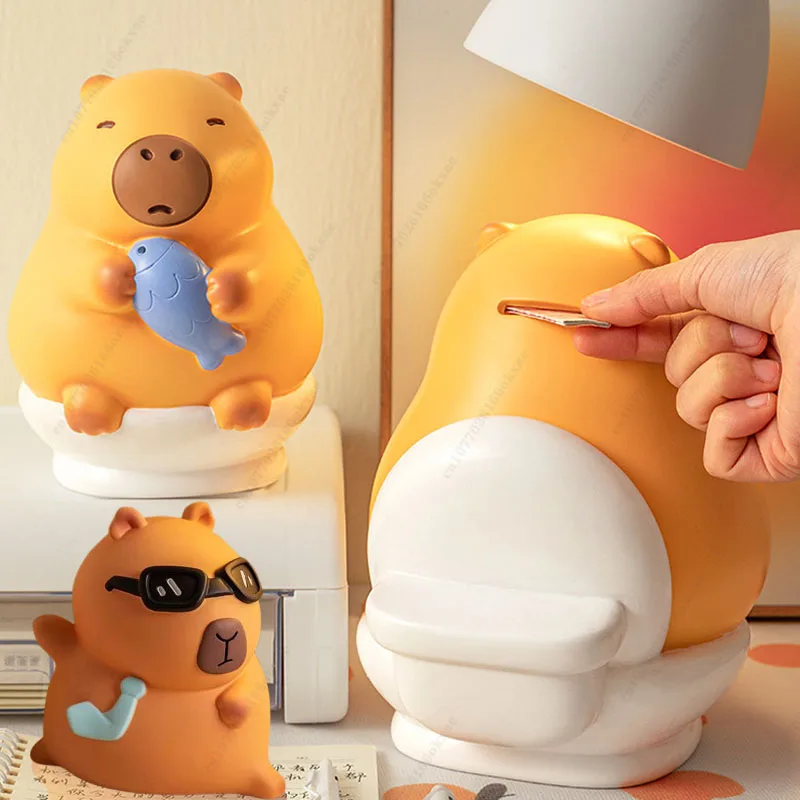 Pot d'épargne en vinyle Capybara, résistant aux chutes, peut être dans et hors des cadeaux pour enfants, banque d'argent, décoration de bureau, cadeau d'anniversaire