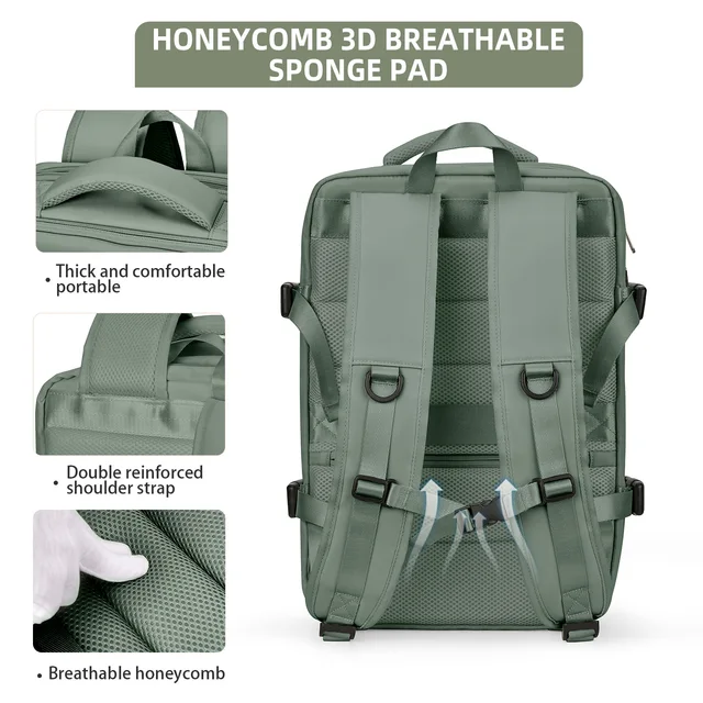 Sac à dos de voyage pour hommes, sac à dos d'affaires de grande capacité, sac USB extensible scolaire, sac pour ordinateur portable, sac à dos pour hommes, sac à dos de cabine – Image 6