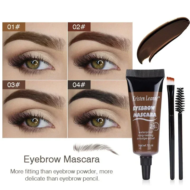 Gel à sourcils pour teinture des sourcils, 24 heures, imperméable, sans taches, liquide durable, 4 couleurs plus adaptées à la poudre à sourcils naturelle