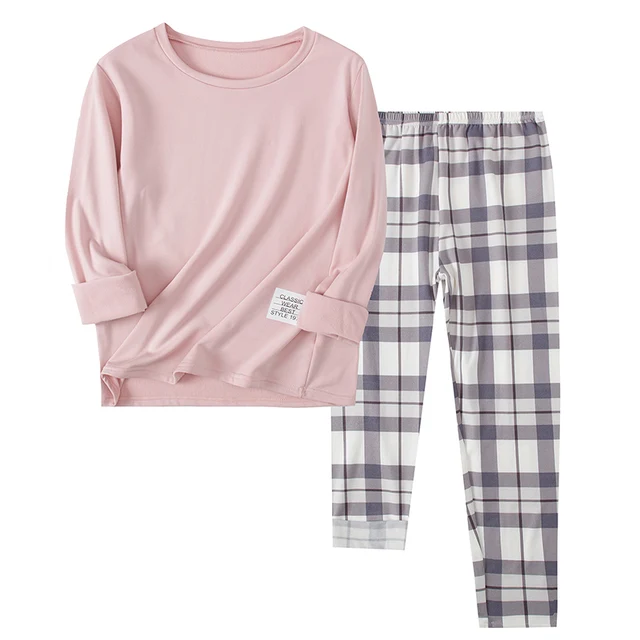 2-Piece Long-sleeved Trousers In Autumn And Winter, Sanded And Thickened Pajamas For Men And Women, Adolescent Home Clothes – Image 3
