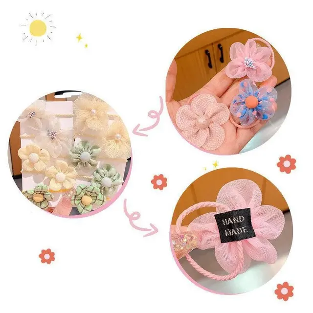 10 pièces mignon fleur bébé bandes de cheveux dentelle élastique fille bandes de caoutchouc cordes de cheveux enfants cheveux accessoires – Image 5