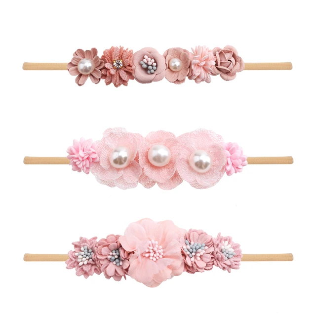 3 pièces/ensemble bébé fille bandeau nouveau-né élastique fleur enfant en bas âge bandeau de cheveux chapeaux pour enfants en Nylon doux bandeaux enfant cheveux accessoires – Image 6