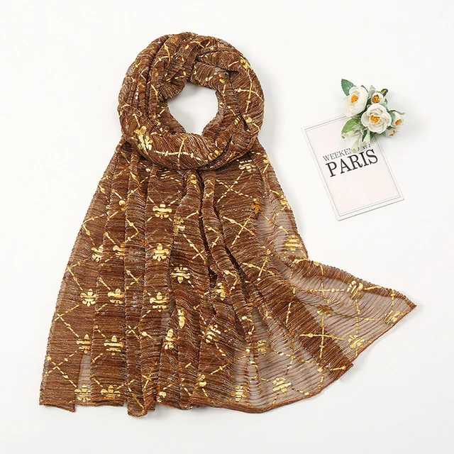 Foulard Hijab Musulman en Mousseline de Soie pour Femme, Long Tissu à Paillettes, Tête Ronde, Voile Jersey – Image 2