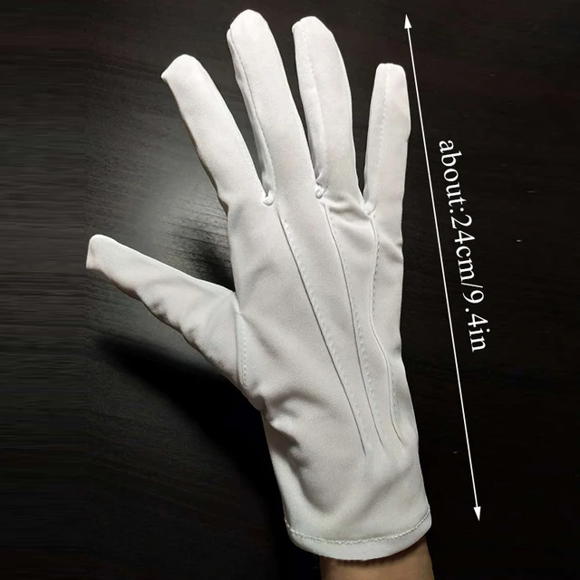 Gants formels blancs élégants, garde de smoking à doigt complet, défilé du père noël pour hommes, mitaines de conduite d'inspection fantaisie, gants antidérapants pour femmes – Image 6