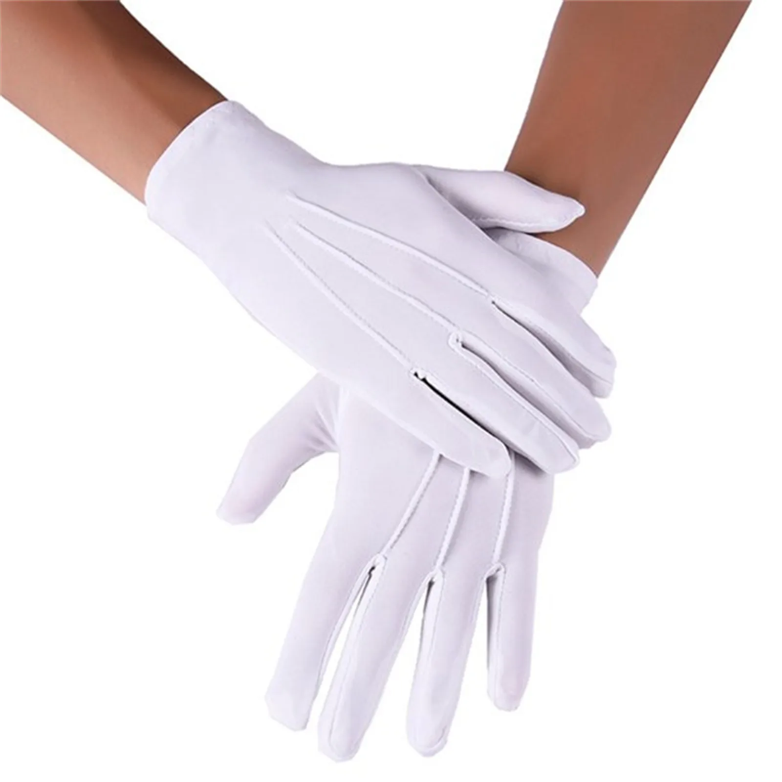 Gants Formels Blancs pour Homme et Femme, Costume de Smoking, Garde d'Honneur, Père Noël, Pièces de Monnaie, Bijoux, Inspection, Mitaines d'Hiver