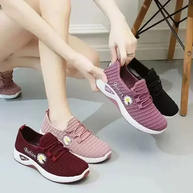 Nouvelles chaussures de sport à la mode pour femmes, maille à semelles souples épaisses et respirantes, chaussures décontractées légères, chaussures en noix de coco à la mode – Image 3