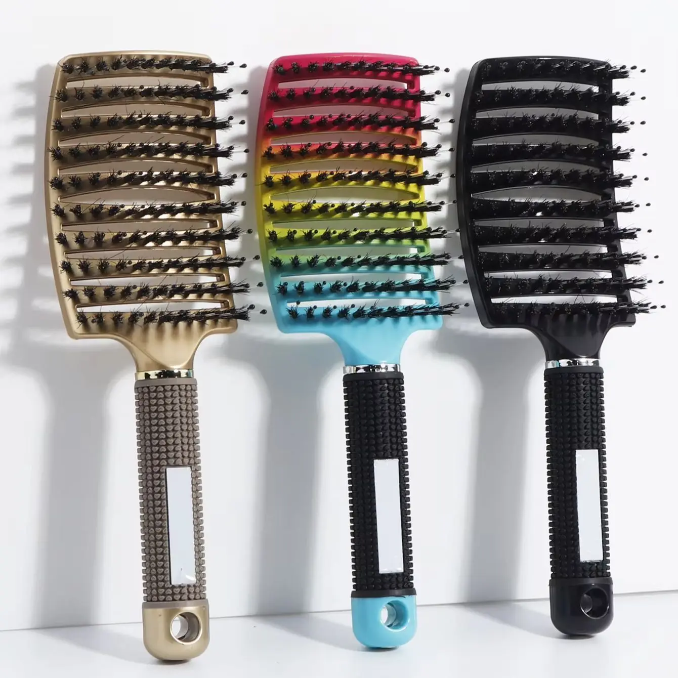 Brosse à cheveux démêlante en poils et Nylon pour femmes, peigne de Massage humide, outils de coiffure bouclés pour Salon de coiffure, spécial pour perruques de vrais cheveux