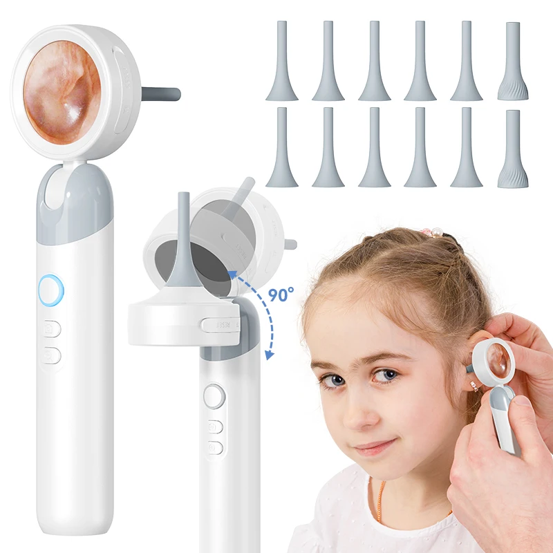 Otoscope auriculaire 1.38 pouces, écran IPS avec caméra 1080P, Endoscope sans fil, nettoyeur d'oreille Portable avec 12 embouts pour enfant adulte