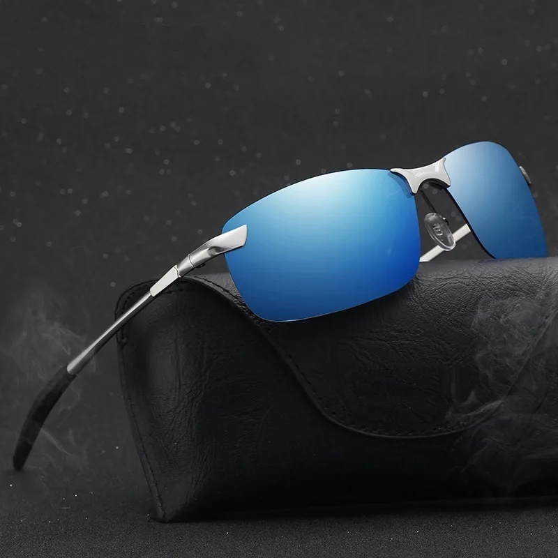 Lunettes de soleil polarisées classiques en métal pour hommes, mode, conduite, pêche, demi-monture, rétro, marque de luxe, lunettes de créateur, UV400