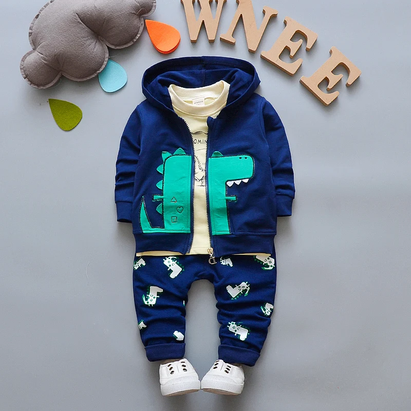 Ensemble de vêtements en coton pour bébés garçons, 3 pièces, haut à capuche et pantalon, tenue pour nourrissons, survêtement pour nouveau-né