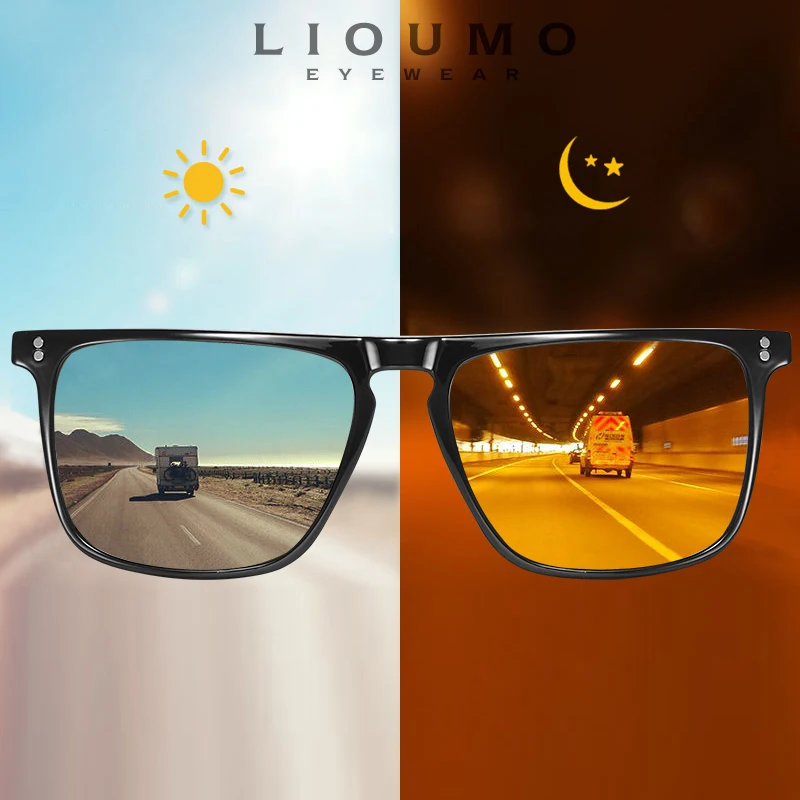 Marque Rivet carré photochromique lunettes de soleil hommes polarisées femmes conduite lunettes de soleil jour nuit Vision Anti-éblouissement zonnebril heren
