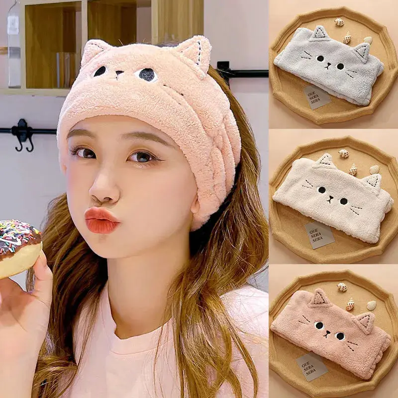 Bandes de tête en molleton de corail pour femmes, nœuds de cheveux doux et mignons, bandeaux de lavage du visage, maquillage, Turbans, accessoires pour filles