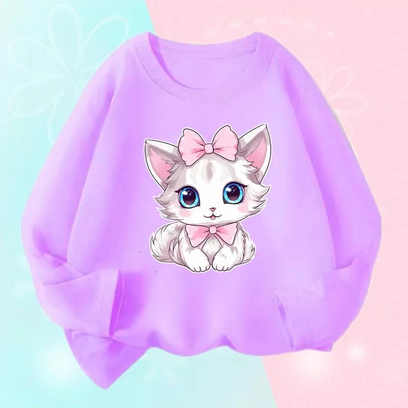 T-shirt à manches longues à col rond pour filles, vêtements de rue décontractés, imprimé animal de compagnie mignon, chat, chiot, mode Y, nouveau, 2023