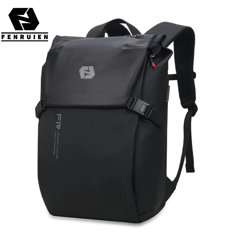 FENRUIEN-Sac à dos d'affaires étanche pour hommes, chargement USB, court voyage, sacs pour ordinateur portable 2022 ", adapté aux adolescents, nouveau, 15.6