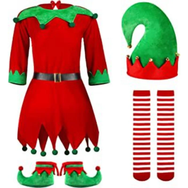 Halloween Costume for Kids Unique Occasion Kids Dress with Christmas Theme and Elf Hat for Girls