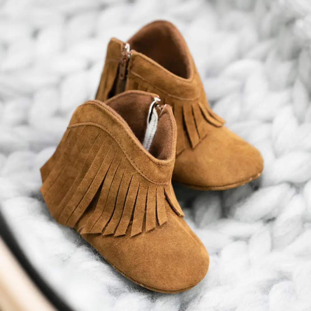 Macintersection-Bottes à pompons à col en V pour bébé, chaussures pour tout-petits, semelle en coton souple, fermeture éclair, décontracté, premier jour, nouveau-né, garçon, fille