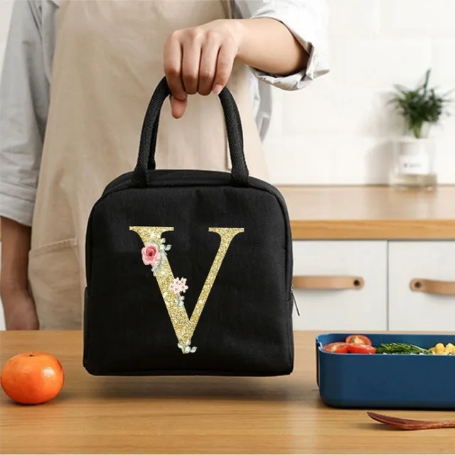 Sac à Bento avec lettre ours en peluche, sac de boîte à déjeuner isolé en tissu Oxford imperméable, employé de bureau, sac à déjeuner pour étudiant – Image 4