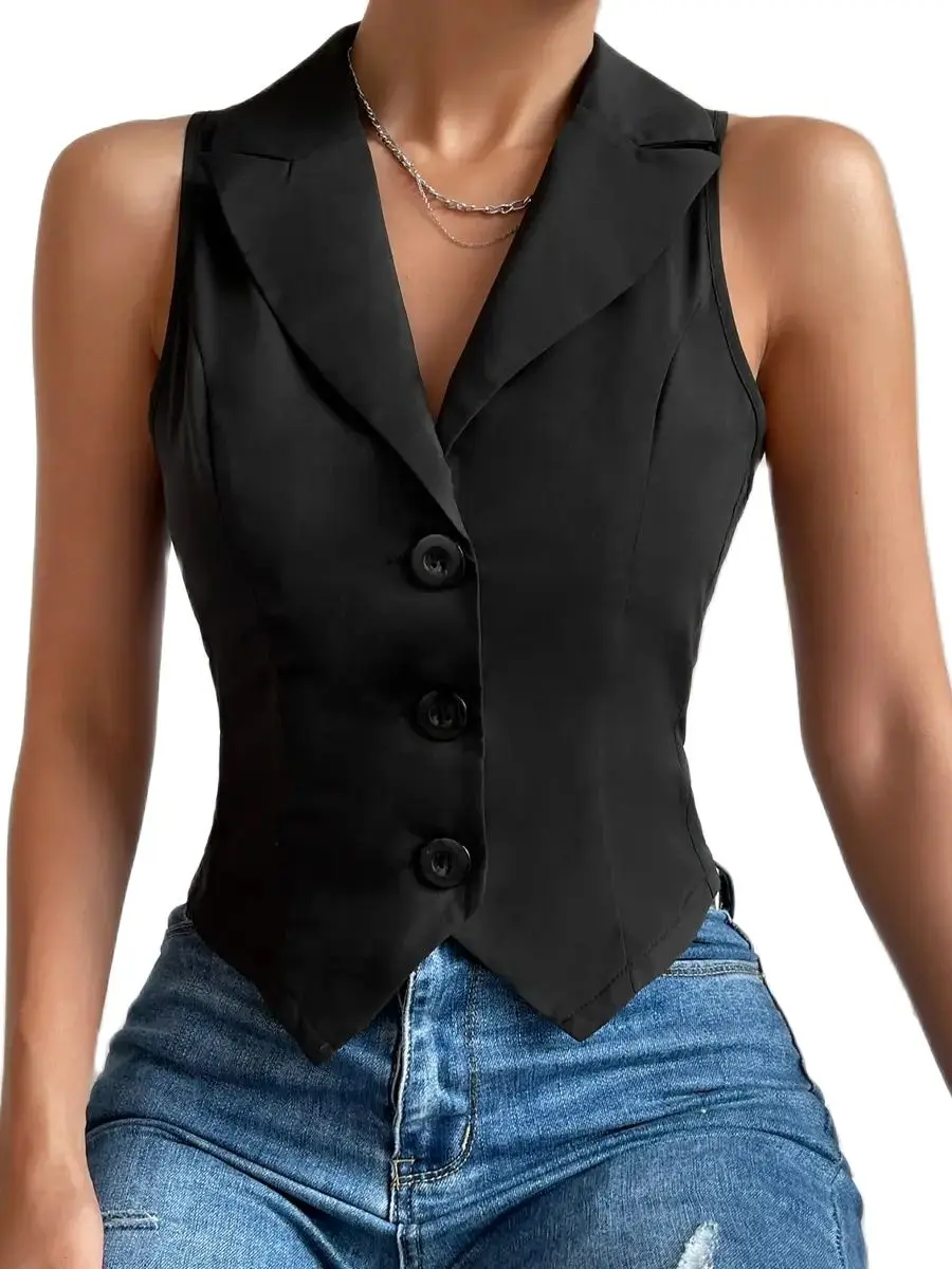 Gilet slim décontracté pour femmes, nouvelle mode printemps 2024, style européen et américain