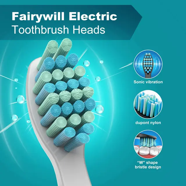 Fairywill têtes de brosses interdentaires remplacement de brosse à dents électrique têtes de brosse à dents sonique pour FW-507 FW-508 FW-917 FW-959 – Image 4